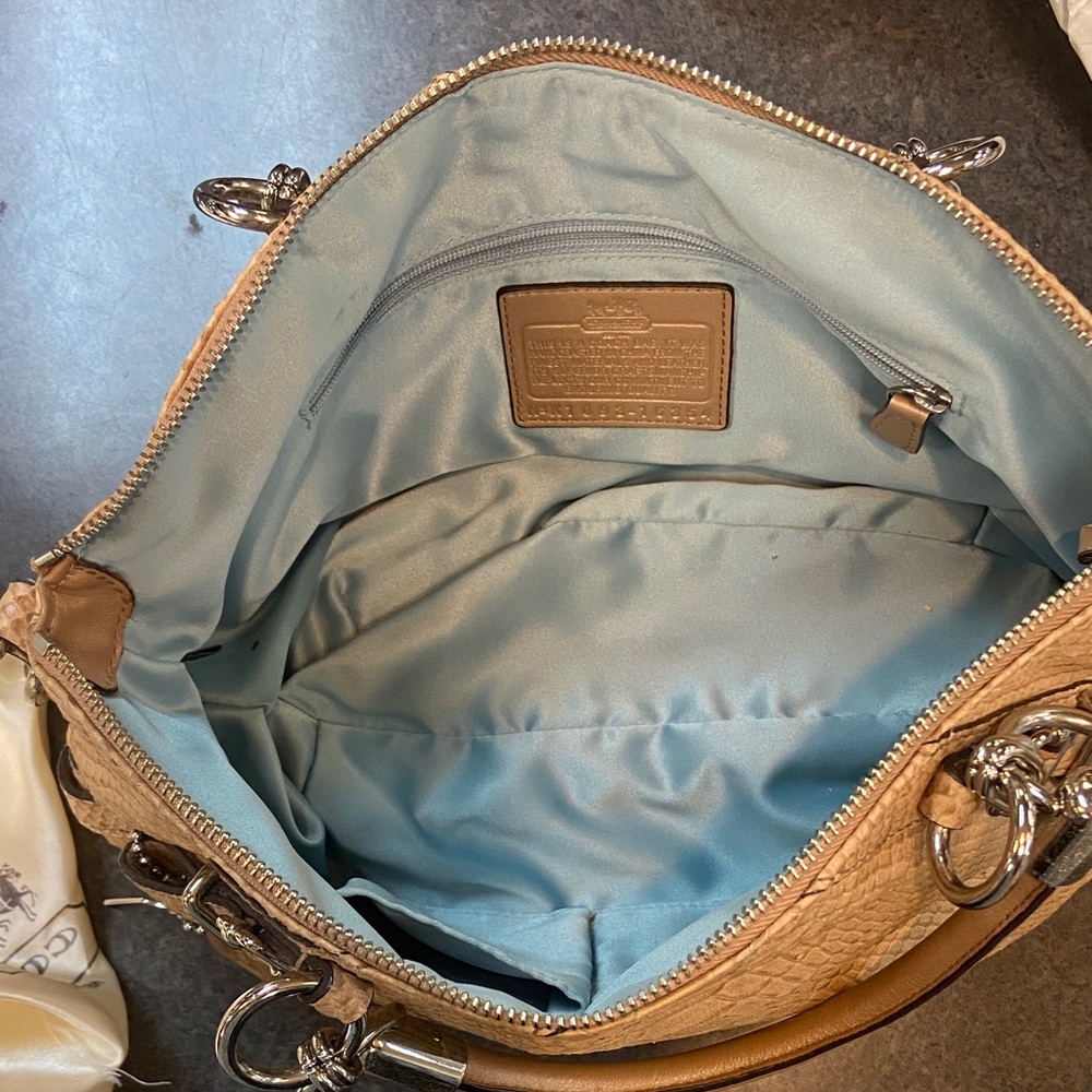 Coach Tan Embossed Python-Style Leather Satchel W… - image 8